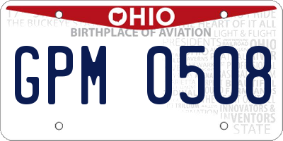 OH license plate GPM0508