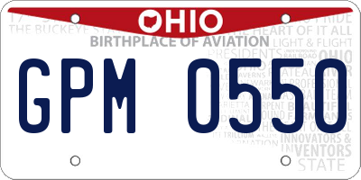 OH license plate GPM0550