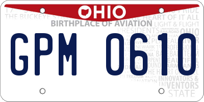 OH license plate GPM0610