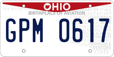 OH license plate GPM0617