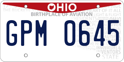 OH license plate GPM0645