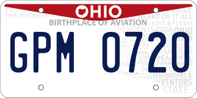 OH license plate GPM0720
