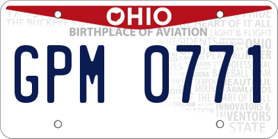 OH license plate GPM0771