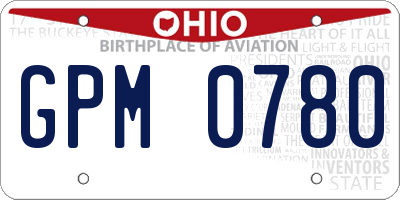 OH license plate GPM0780