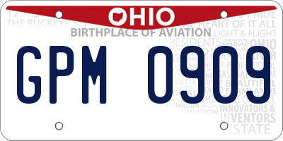 OH license plate GPM0909