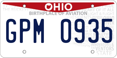 OH license plate GPM0935