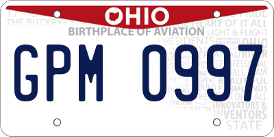 OH license plate GPM0997