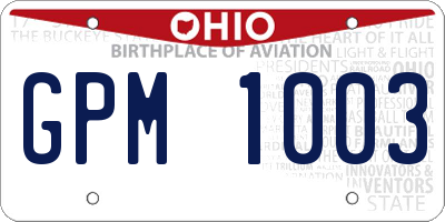 OH license plate GPM1003
