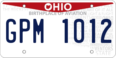 OH license plate GPM1012