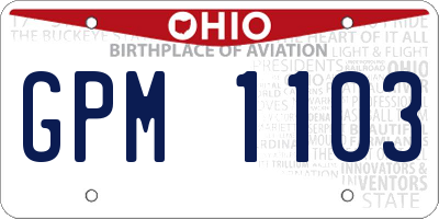 OH license plate GPM1103