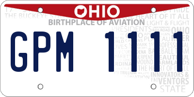 OH license plate GPM1111