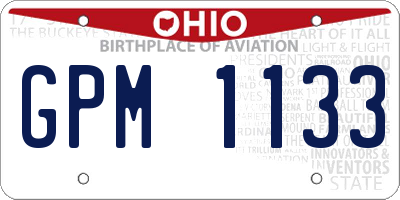 OH license plate GPM1133