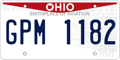 OH license plate GPM1182