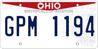 OH license plate GPM1194