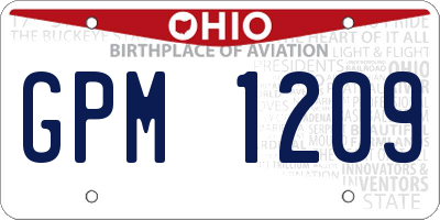 OH license plate GPM1209