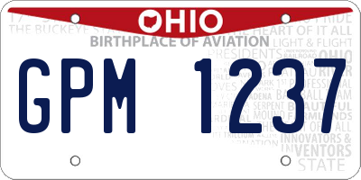 OH license plate GPM1237