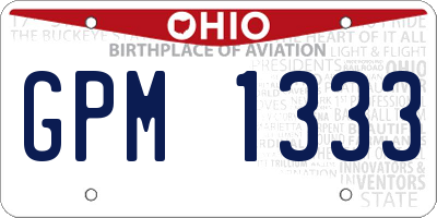 OH license plate GPM1333