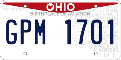 OH license plate GPM1701