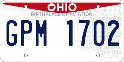 OH license plate GPM1702