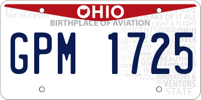 OH license plate GPM1725