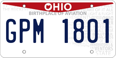 OH license plate GPM1801