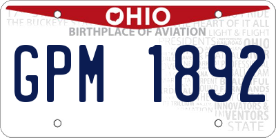 OH license plate GPM1892