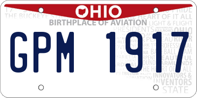 OH license plate GPM1917
