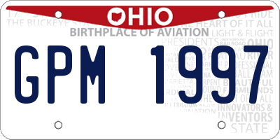 OH license plate GPM1997