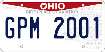 OH license plate GPM2001