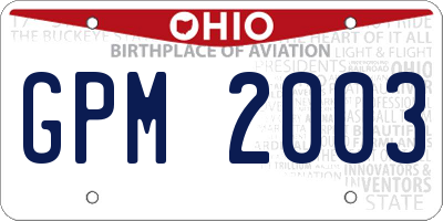 OH license plate GPM2003