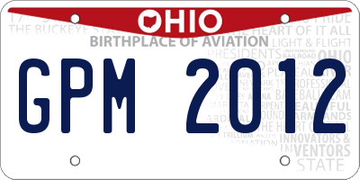 OH license plate GPM2012