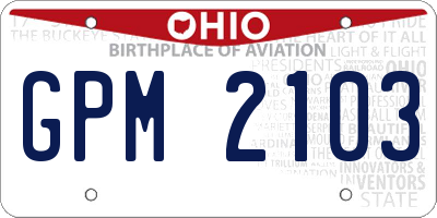 OH license plate GPM2103