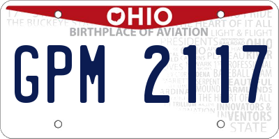 OH license plate GPM2117