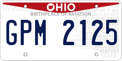 OH license plate GPM2125