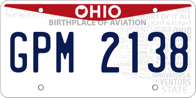 OH license plate GPM2138