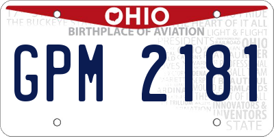 OH license plate GPM2181
