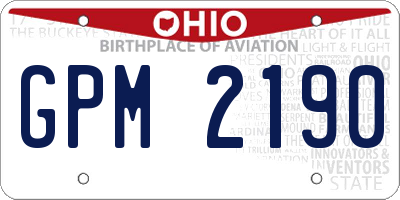 OH license plate GPM2190