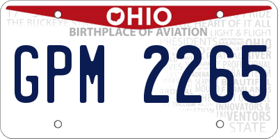 OH license plate GPM2265
