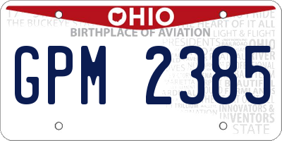 OH license plate GPM2385