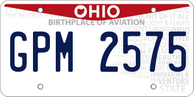 OH license plate GPM2575