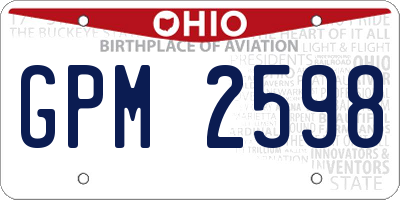 OH license plate GPM2598