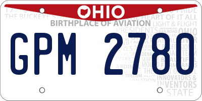 OH license plate GPM2780
