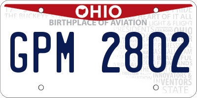 OH license plate GPM2802