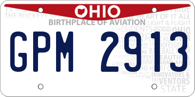 OH license plate GPM2913
