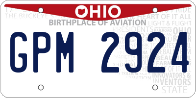 OH license plate GPM2924