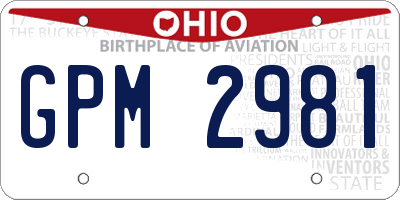 OH license plate GPM2981