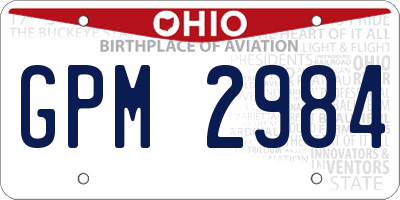 OH license plate GPM2984