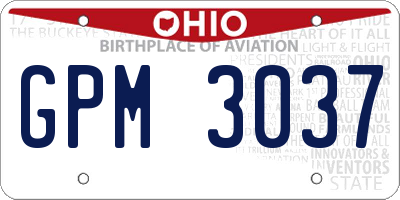 OH license plate GPM3037