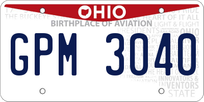 OH license plate GPM3040