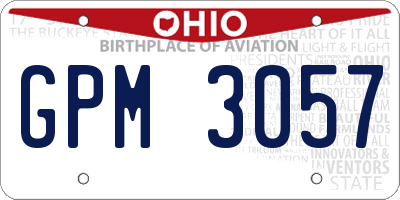 OH license plate GPM3057